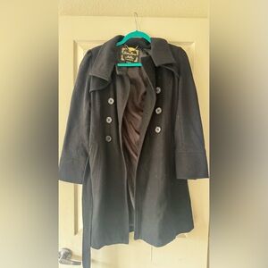 Guess Black Double-Breasted Pea Coat